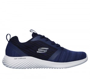 Men Skechers Bounder Slip On Shoes Navy USA | 0321-BHLUF