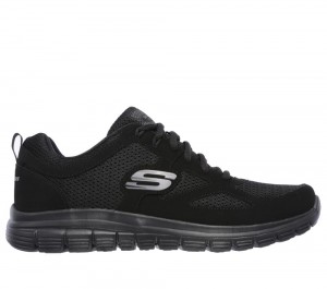 Men Skechers Burns - Agoura Lace Up Black USA | 4523-HGNUY