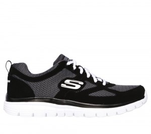 Men Skechers Burns - Agoura Sneakers Black / White USA | 5479-HLOXM