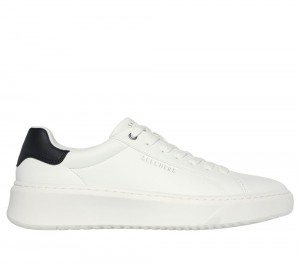 Men Skechers Court Break - Suit Sneaker Lace Up White USA | 7435-OBSPR