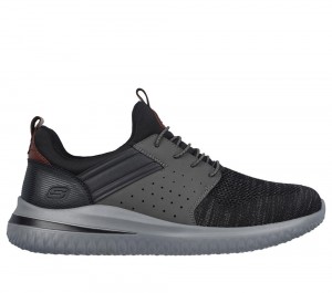 Men Skechers Delson 3.0 - Cicada Slip On Shoes Black / Grey USA | 1502-BTCUX