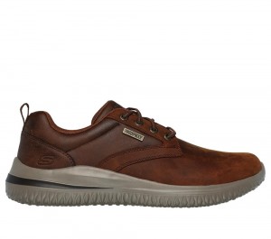 Men Skechers Delson 3.0 - Glavine Lace Up Brown USA | 8634-ZVLRC