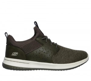 Men Skechers Delson - Camben Slip On Shoes Olive USA | 6482-VTYGP