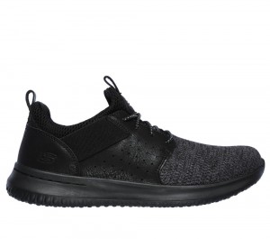 Men Skechers Delson - Camben Slip On Shoes Black USA | 2675-OBVTL