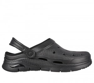 Men Skechers Foamies: Arch Fit Lined - Chillaxing Slip On Shoes Black USA | 2938-ZVNBP