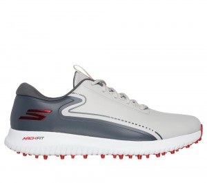 Men Skechers GO GOLF Max 3 Lace Up Grey / Red USA | 9258-MNKBU