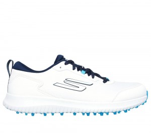 Men Skechers GO GOLF Max Fairway 4 Lace Up White / Navy USA | 3690-PFUHZ