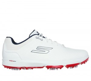Men Skechers GO GOLF PRO 6 Lace Up White / Navy USA | 0592-RPAQK