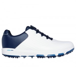 Men Skechers GO GOLF PRO 6 SL - Twist Slip On Shoes White / Navy USA | 5471-GPQHT