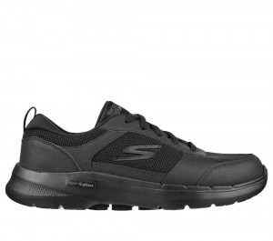 Men Skechers GO WALK 6 - Compete Lace Up Black USA | 0127-TNBLJ