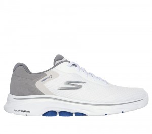 Men Skechers GO WALK 7 - The Construct Slip On Shoes White / Gray USA | 0912-MNRPT