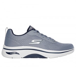 Men Skechers GO WALK Arch Fit 2.0 - Idyllic 2 Lace Up Grey USA | 1569-UKOXQ