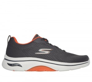 Men Skechers GO WALK Arch Fit 2.0 - Idyllic 2 Lace Up Charcoal / Orange USA | 8631-REQAW