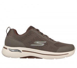 Men Skechers GO WALK Arch Fit - Idyllic Sneakers Taupe Brown USA | 2736-BMOLW