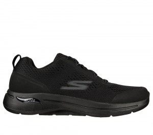 Men Skechers GO WALK Arch Fit - Idyllic Sneakers Black USA | 8501-ZFDYL