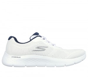 Men Skechers GO WALK Flex - Remark Lace Up White / Navy USA | 8975-TOZBW