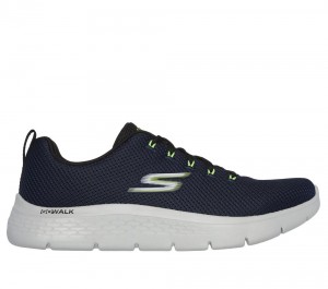 Men Skechers GO WALK Flex - Vespid Lace Up Navy / Lime USA | 4918-HJSPA