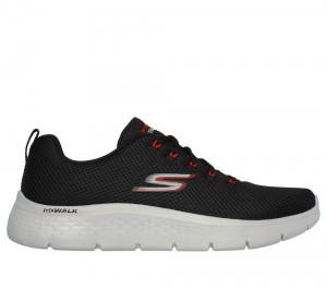 Men Skechers GO WALK Flex - Vespid Lace Up Black / Red USA | 7680-QMXBJ