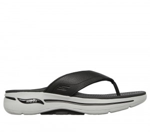 Men Skechers GOwalk Arch Fit Sandal Sandals Black / Grey USA | 2507-ABZWG