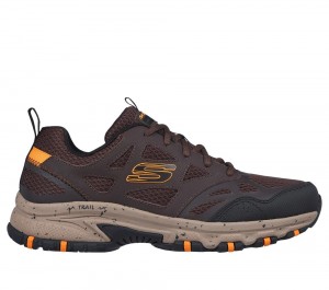 Men Skechers Hillcrest Lace Up Brown USA | 4387-TQYCB