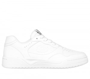 Men Skechers Koopa Court - Volley Low Varsity Lace Up White USA | 3472-AJDTQ