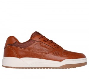 Men Skechers Koopa - Craft Leather Sneakers Luggage Brown USA | 1268-VWDHB