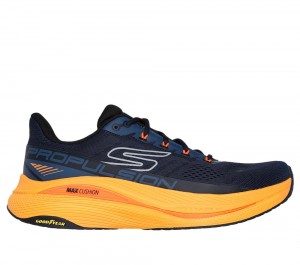 Men Skechers Max Cushioning Propulsion Sneakers Navy / Orange USA | 3201-HUAEY