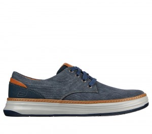 Men Skechers Moreno - Ederson Canvas Shoes Navy USA | 4179-LOKYJ
