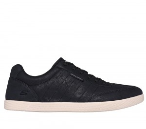 Men Skechers Placer - Crandon Lace Up Black USA | 8320-CYREA
