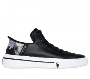 Men Skechers Premium Leather Slip-ins: Snoop One - OG Slip On Shoes Black / White USA | 7536-WRACH