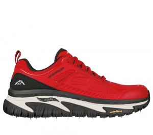 Men Skechers Relaxed Fit: Arch Fit Road Walker - Recon Lace Up Red / Black USA | 4315-DGCSB