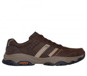 Men Skechers Relaxed Fit: Craster - Archdale Lace Up Cocoa Brown USA | 8375-DIXOU