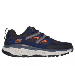 Men Skechers Relaxed Fit: D'Lux Journey Lace Up Navy / Orange USA | 1072-ZVTRD