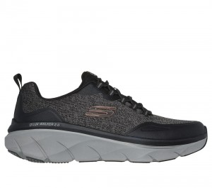 Men Skechers Relaxed Fit: D'Lux Walker 2.0 - Steadyway Slip On Shoes Black / Charcoal USA | 4027-DRBFP