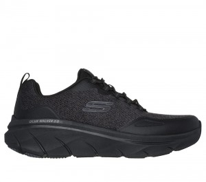 Men Skechers Relaxed Fit: D'Lux Walker 2.0 - Steadyway Slip On Shoes Black USA | 2508-CEQKG