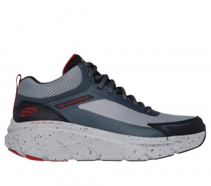 Men Skechers Relaxed Fit: D'Lux Walker 2.0 - Grailo Lace Up Grey / Red USA | 2063-IBMCW