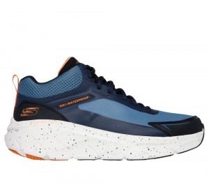Men Skechers Relaxed Fit: D'Lux Walker 2.0 - Grailo Lace Up Blue / Orange USA | 0952-UADZG