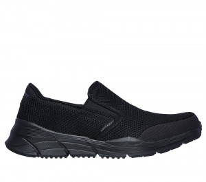 Men Skechers Relaxed Fit: Equalizer 4.0 - Krimlin Slip On Shoes Black USA | 7328-LTOIM