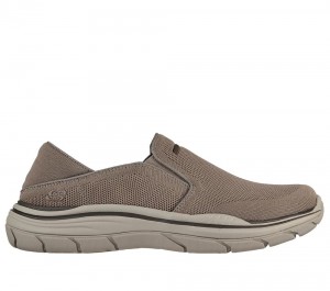 Men Skechers Relaxed Fit: Expected 2.0 - Demar Slip On Shoes Taupe Brown USA | 1809-DXVIE