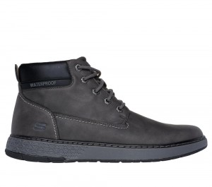 Men Skechers Relaxed Fit: Garlan - Deno Lace Up Charcoal USA | 1583-ERJZQ