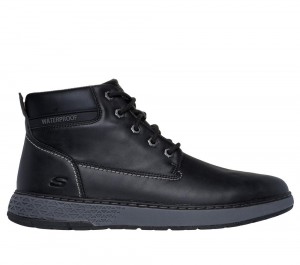 Men Skechers Relaxed Fit: Garlan - Deno Lace Up Black USA | 5062-TLZXC