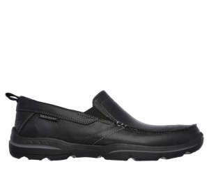 Men Skechers Relaxed Fit: Harper - Forde Slip On Shoes Black USA | 4357-QVYRI