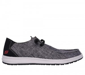 Men Skechers Relaxed Fit: Melson - Nela Canvas Shoes Black USA | 8130-SAOFM