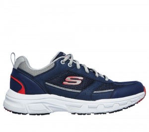 Men Skechers Relaxed Fit: Oak Canyon - Verketta Lace Up Navy / Gray USA | 9073-JTIKA