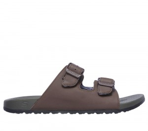 Men Skechers Relaxed Fit: Pelem - Rolento Sandals Chocolate Brown USA | 9084-DNUTB