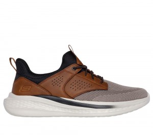 Men Skechers Relaxed Fit: Slade - Breyer Slip On Shoes Brown / Tan USA | 4350-VXMRB