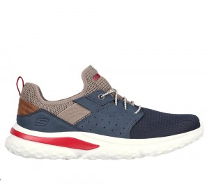 Men Skechers Relaxed Fit: Solvano - Caspian Slip On Shoes Navy / Multicolor USA | 5741-IBUNT