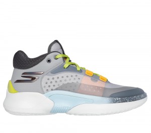 Men Skechers SKX RESAGRIP Lace Up Grey / Yellow USA | 0724-RPCMW