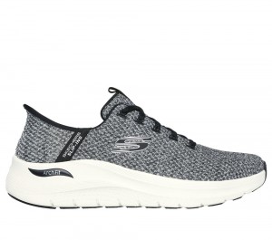 Men Skechers Slip-ins: Arch Fit 2.0 - Look Ahead Slip On Shoes White / Black USA | 2016-SCXBN