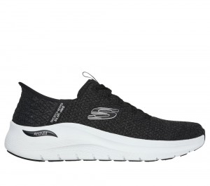 Men Skechers Slip-ins: Arch Fit 2.0 - Look Ahead Slip On Shoes Black / White USA | 5729-ZGSOT